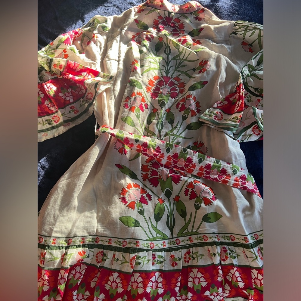 Elizabeth James revolve Dress cottage Floral Design linen bohemian Anthropologie - Picture 9 of 10